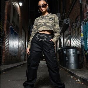 Stussy Cropped Sweatshirt Camo Women’s Medium Pullover Streetwear